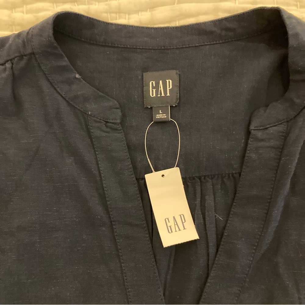 GAP, Navy Blue tunic, Large long sleeve shirt, cotton mix - Picture 2 of 5